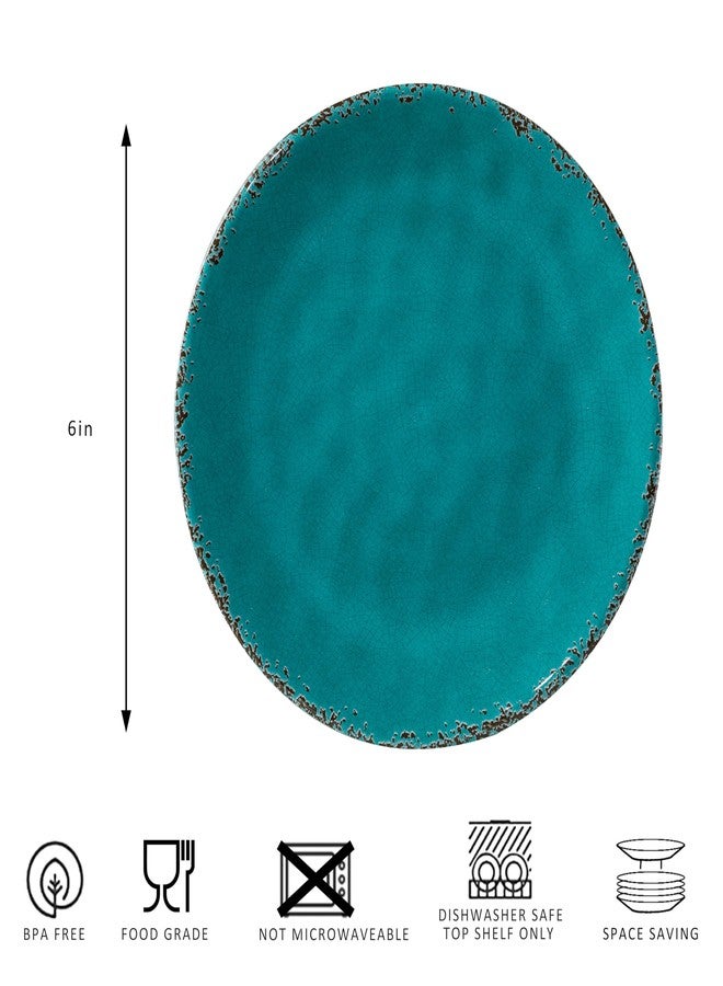 ZAROCRUS Melamine Dessert Plate, 6 inch Small Dinner Plates, Set of 8, Vintage Appetizer Plate Serving Dishes, Small Serving Plates Party Plates for Fruit Snack Side Dishes, Teal - Image 5